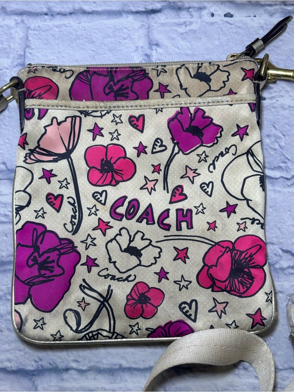 Coach Poppy Petal Floral Cross Body Floral Pink Graffiti